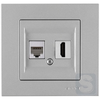 Розетка комп'ютерна RJ45 Cat6 + Розетка HDMI Arvia Electric KAREN Срібло (20 03 2000 255)